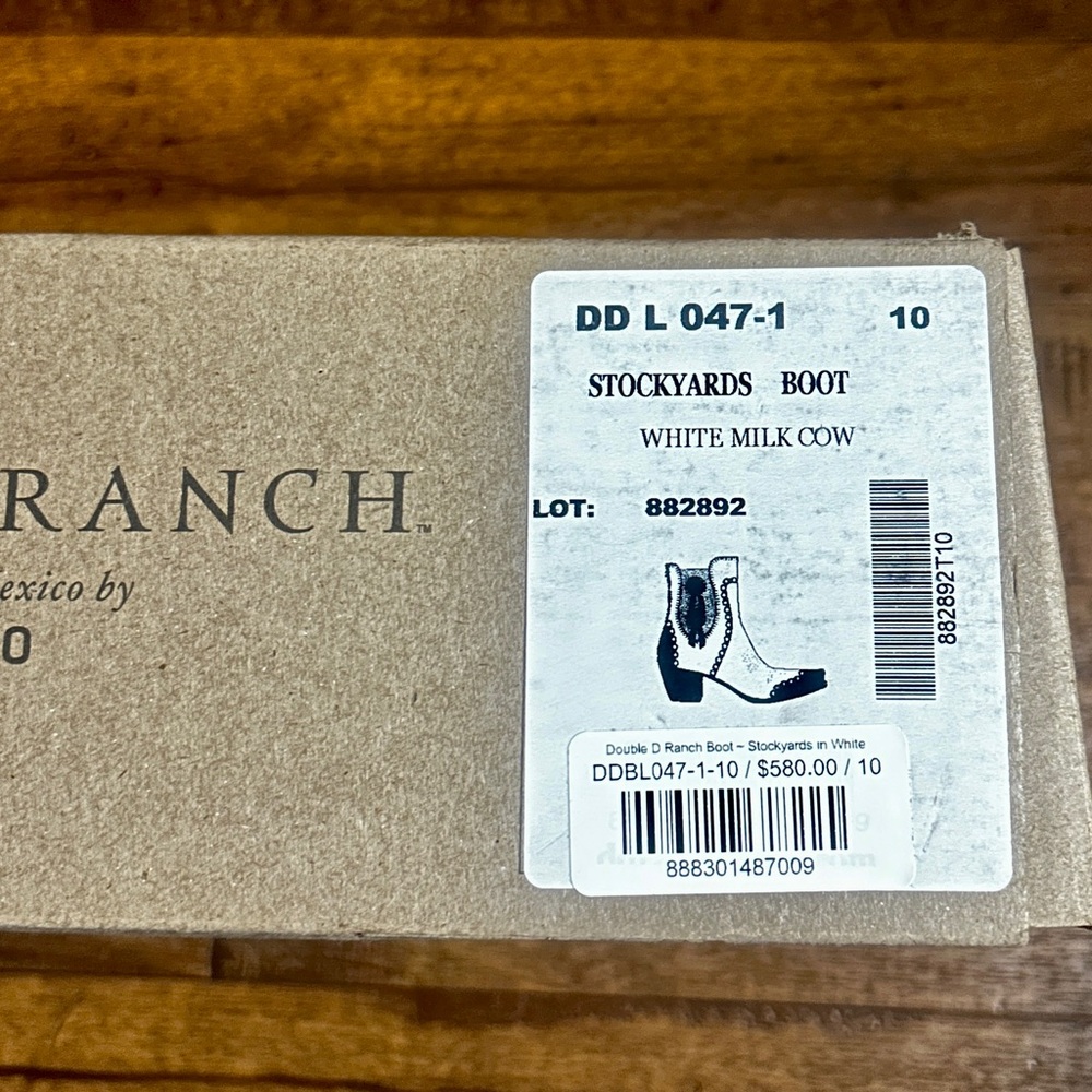 Double D Ranch Old Gringo ~ Size 10 ~ White & Brown Studded Ankle Boots ~ New - Picture 15 of 16